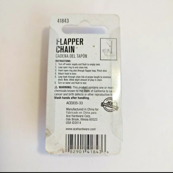 Ace #41843 Flapper Replacement Chain 9 in 22.86 cm Bathroom Toilet Universal - Picture 6 of 10